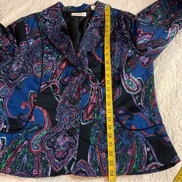 Coldwater Creek Jacket/Blazer. lightweight fully lined. Black & Blue Paisley. - Picture 7 of 7